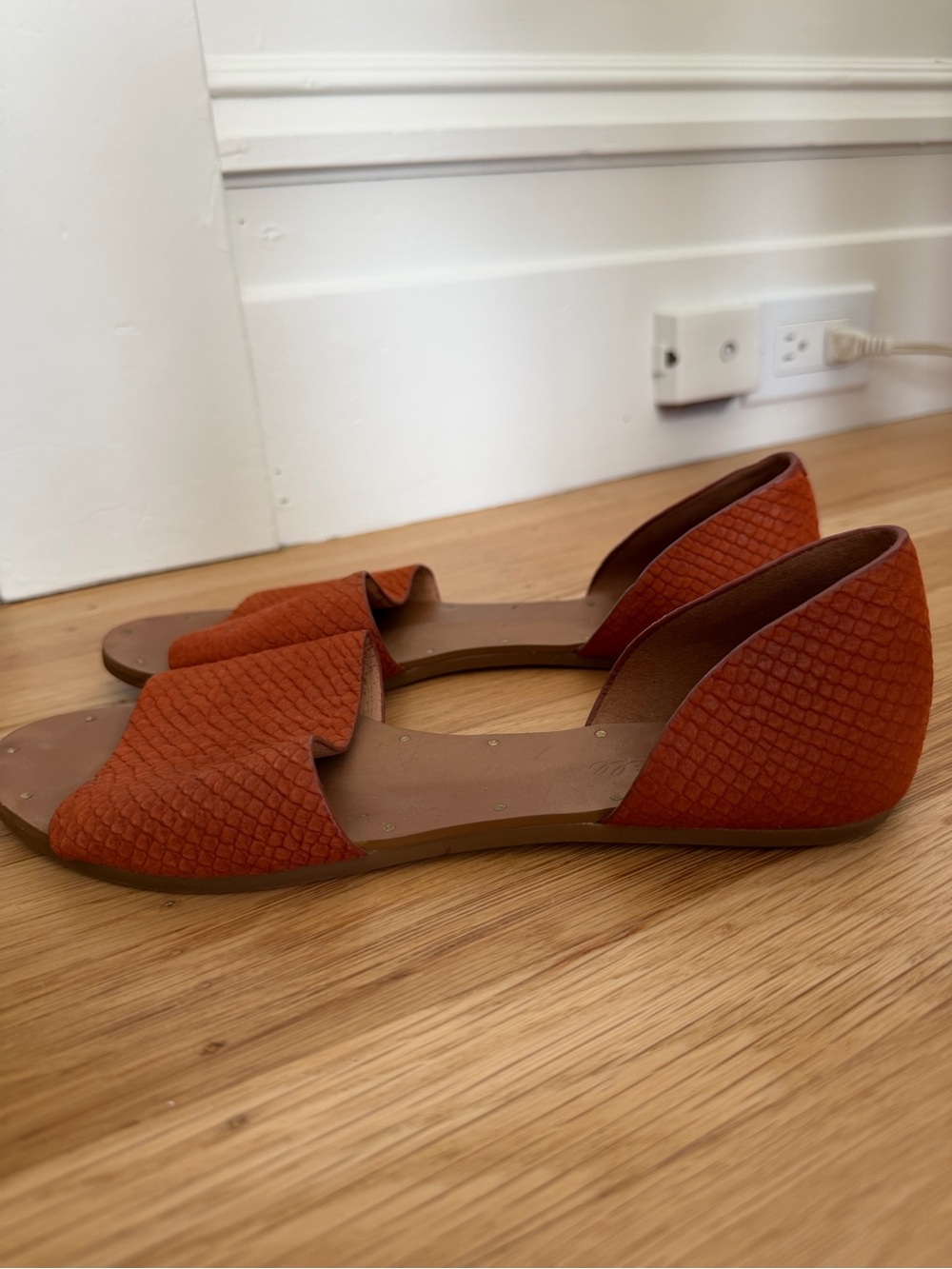 Madewell D'Orsay Flat Sandals in Rust Orange